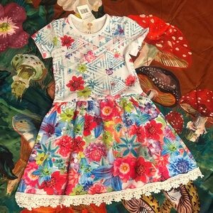 NWT Ella and Lulu Floral Kids Dress w/Lace Trim Size 3T